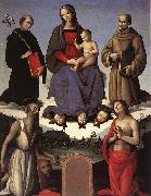 PERUGINO, Pietro Madonna and Child with Four Saints (Tezi Altarpiece) af oil painting
